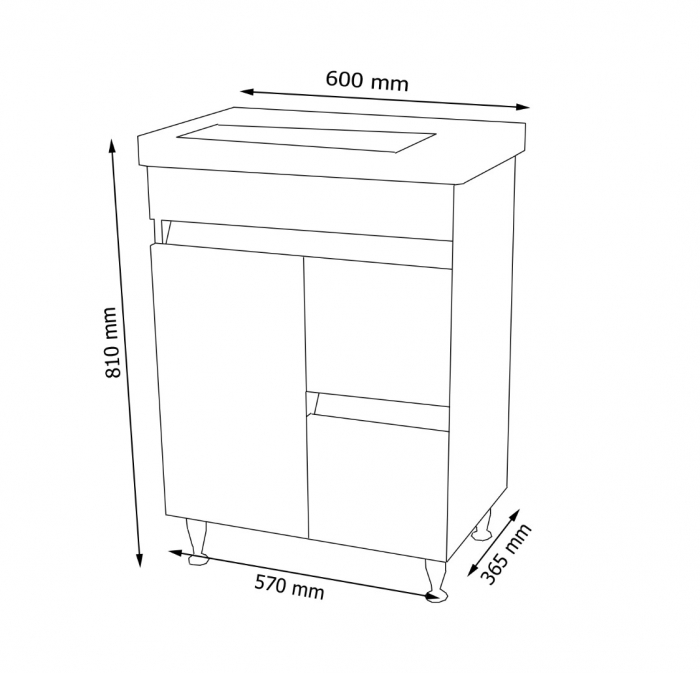 Set Baza front MDF si Lavoar seria 288, 60 cm, alb + antracit [3]