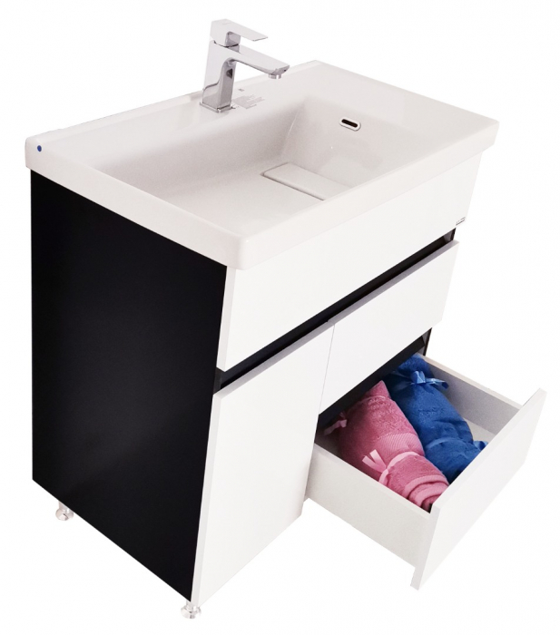 Set Baza front MDF si Lavoar seria 288, cu sertare, 80 cm, alb + negru [3]