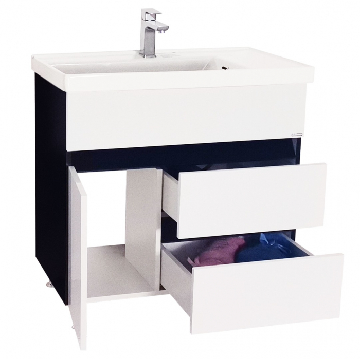 Set Baza front MDF si Lavoar seria 288, cu sertare, 80 cm, alb + negru [2]