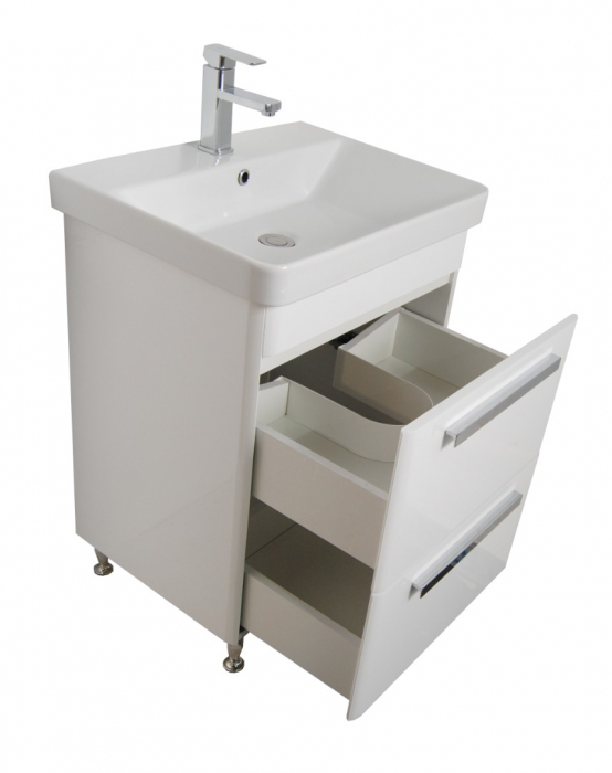 Set Baza front MDF si Lavoar seria 501, cu sertare, 60 cm, alb [3]