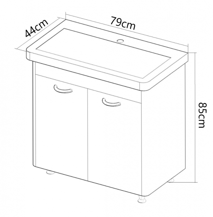 Set Baza front MDF si Lavoar seria 501, 80 cm, alb [4]