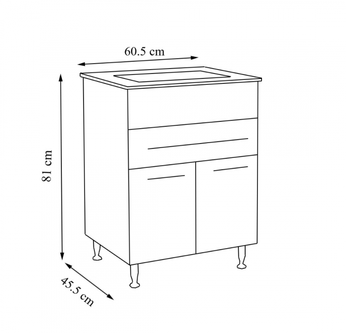 Set Baza front MDF si Lavoar seria 765, 60 cm, alb [5]