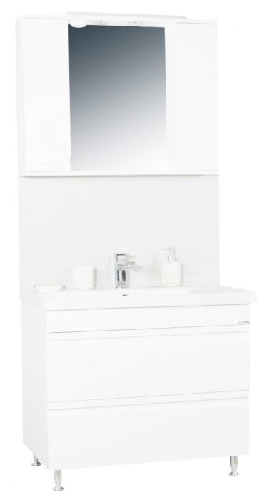 Set Baza front MDF si Lavoar seria 786, cu sertare, 100 cm, alb [4]
