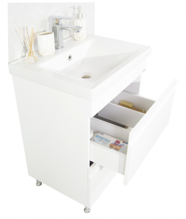 Set Baza front MDF si Lavoar seria 786, cu sertare, 65 cm, alb [2]