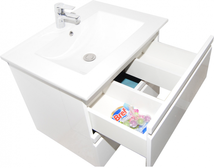 Set Baza front MDF si Lavoar seria 786, suspendata cu sertare, 100 cm, alb [2]