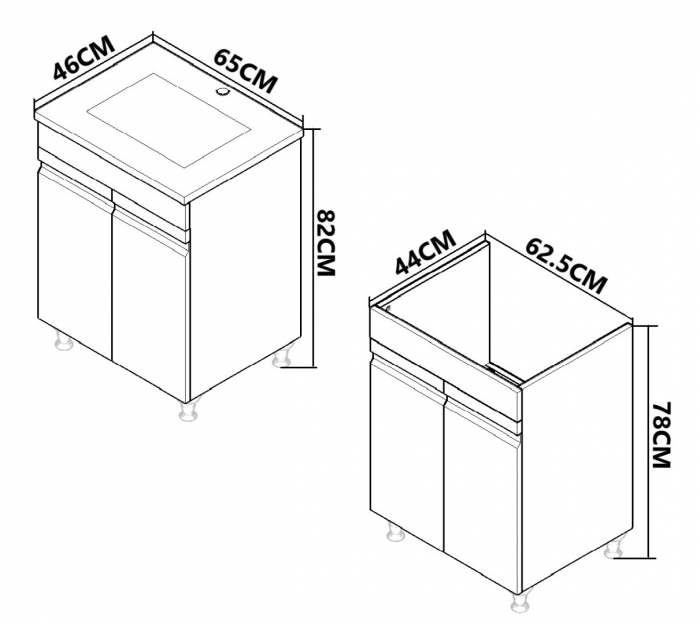 Set Baza front MDF si lavoar seria 786, 65 cm, alb [4]
