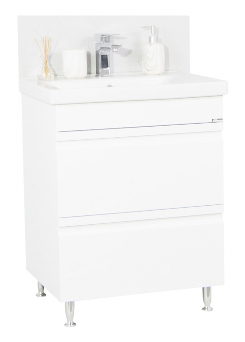 Set Baza front MDF si Lavoar seria 786, cu sertare, 65 cm, alb [1]