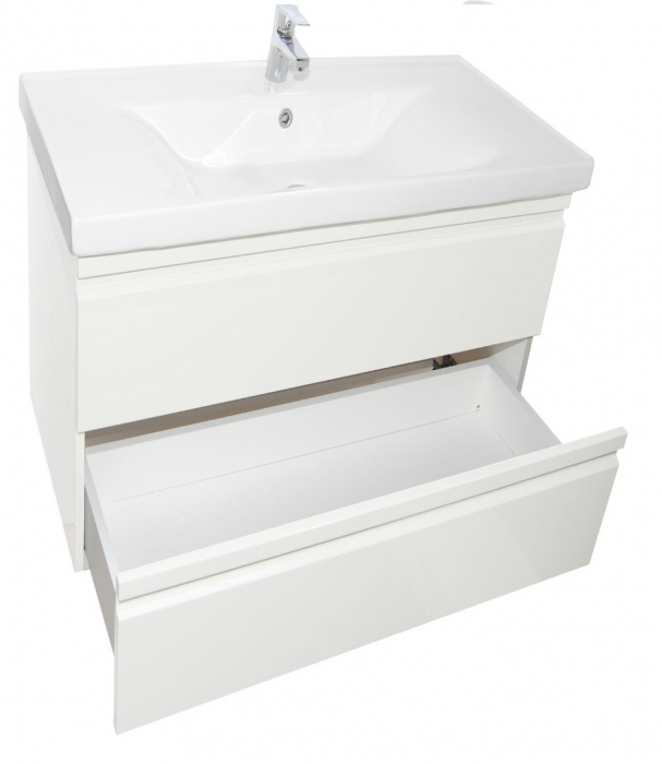 Set Baza front MDF si Lavoar seria 786, suspendata cu sertare, 65 cm, alb [2]