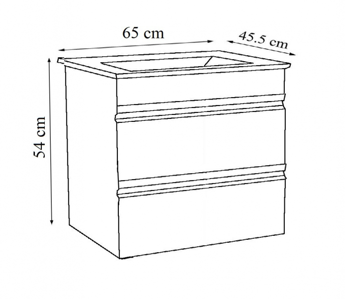 Set Baza front MDF si Lavoar seria 786, suspendata cu sertare, 65 cm, alb [6]