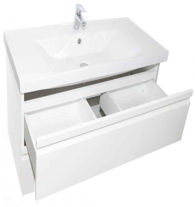 Set Baza front MDF si Lavoar seria 786, suspendata cu sertare, 65 cm, alb [3]