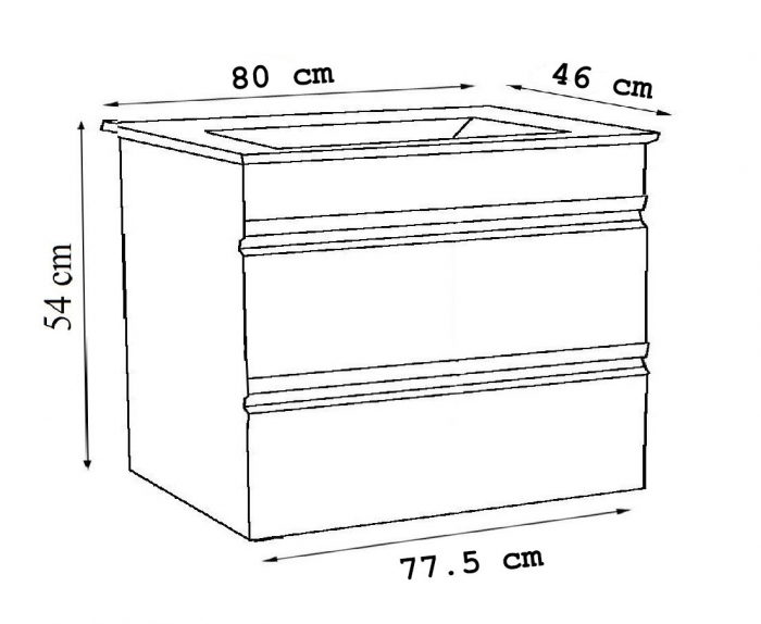 Set Baza front MDF si Lavoar seria 786, cu sertare, 80 cm, alb [6]