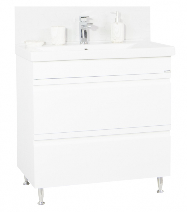 Set Baza front MDF si Lavoar seria 786, cu sertare, 80 cm, alb [1]