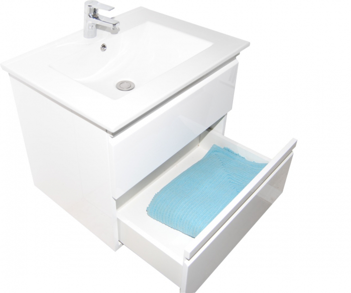 Set Baza front MDF si Lavoar seria 786, suspendata cu sertare, 80 cm, alb [2]