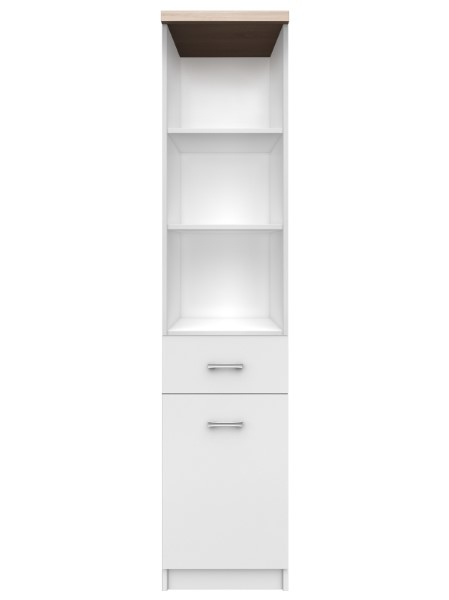 Biblioteca deschisa TOP MIX, 1 usa, 1 sertar, alb, 40x33x183 cm
