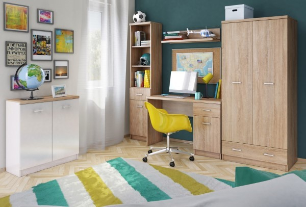 Biblioteca deschisa TOP MIX, 1 usa, 1 sertar, stejar sonoma, 40x33x183 cm [5]