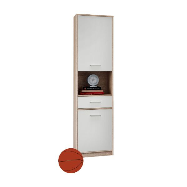 Biblioteca TIPS, 2 usi, 1 sertar, stejar sonoma + alb, 50,2x34,3x195,5 cm [2]