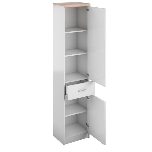 Biblioteca TOP MIX, 2 usi, 1 sertar, alb, 40x33x183 cm [3]