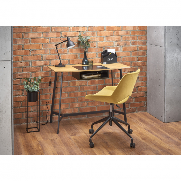 Birou B/41, cu raft depozitare, stejar + negru, 100x50x76 cm - ExpoMob [8]