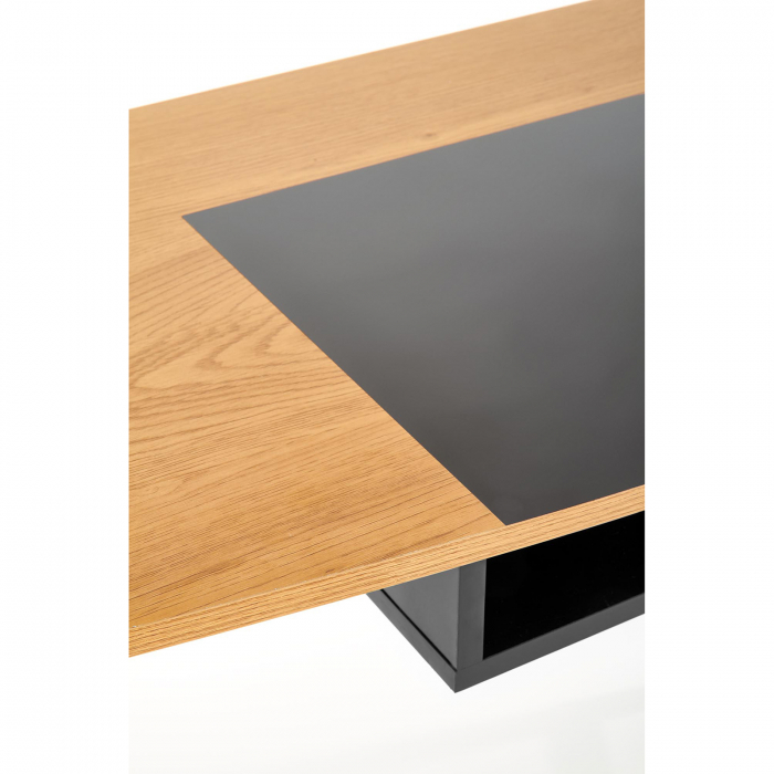 Birou B/41, cu raft depozitare, stejar + negru, 100x50x76 cm - ExpoMob [7]