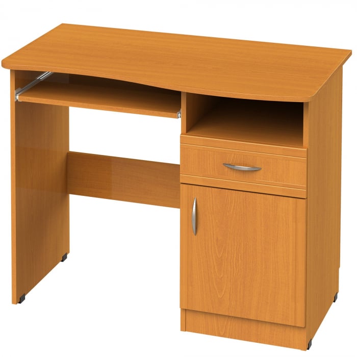 Birou ELIZE, suport glisant pentru tastatura, sertar, rafturi depozitare, doua usi, sonoma, 90x120x75 cm - ExpoMob [2]