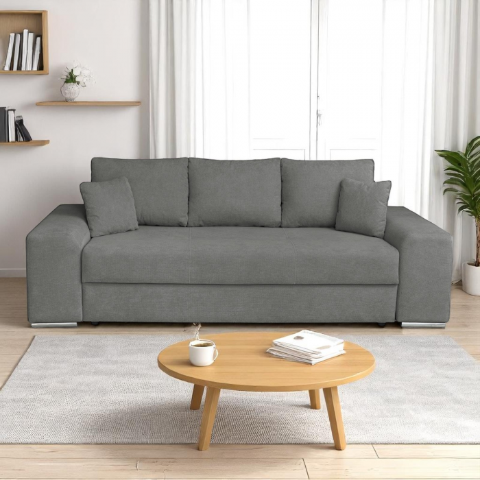 Canapea AMALIA II extensibila, 3 locuri, cu arcuri si lada depozitare, 252x105x78 cm - ExpoMob [7]