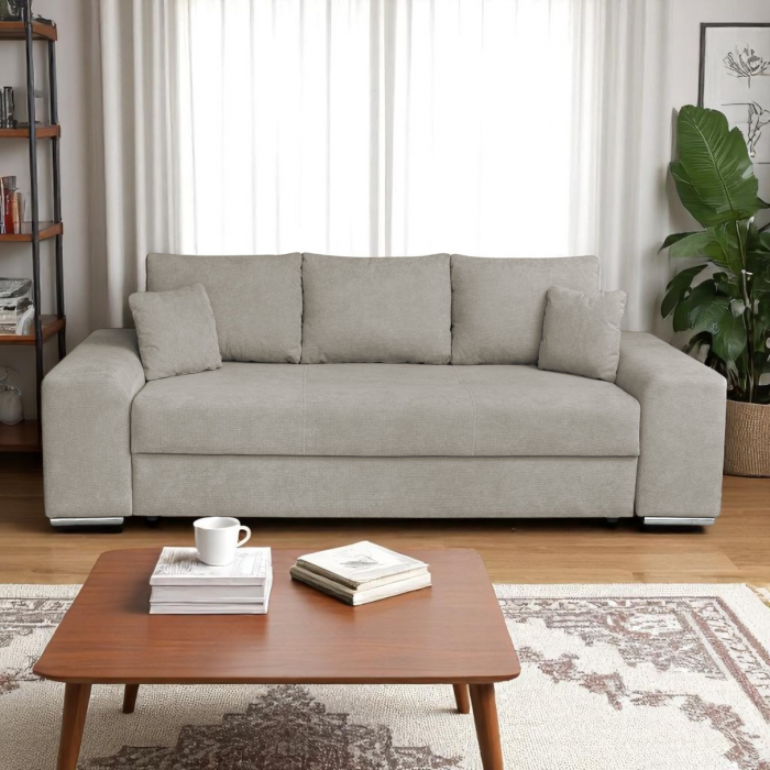 Canapea AMALIA II extensibila, 3 locuri, cu arcuri si lada depozitare, 252x105x78 cm - ExpoMob [7]