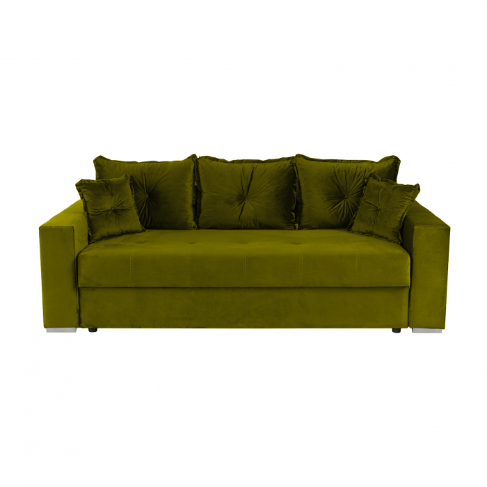 Canapea ARISSA extensibila, 3 locuri, cu arcuri, verde, 235x110x77 cm