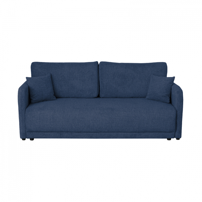 Canapea BERNA S extensibila, 3 locuri, cu arcuri si lada depozitare, albastru, 210x110x93 cm
