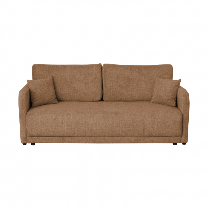Canapea BERNA S extensibila, 3 locuri, cu arcuri si lada depozitare, caramiziu, 210x110x93 cm