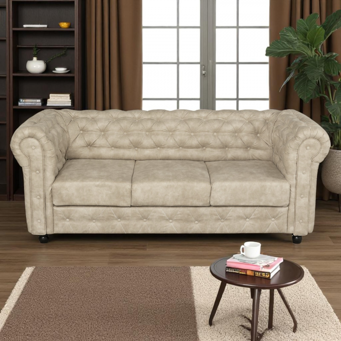 Canapea CHESTERFIELD extensibila, 3 locuri, cu arcuri si lada depozitare, 205x90x80 cm - ExpoMob [8]