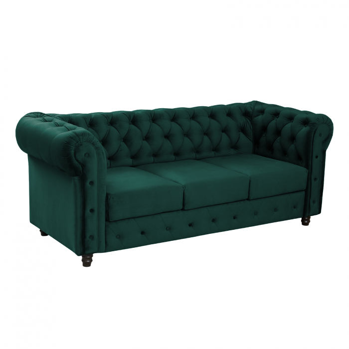Canapea CHESTERFIELD extensibila, 3 locuri, cu arcuri si lada depozitare, 205x90x80 cm - ExpoMob [2]