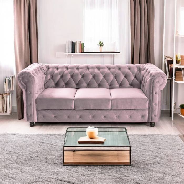 Canapea CHESTERFIELD extensibila, 3 locuri, cu arcuri si lada depozitare, 205x90x80 cm - ExpoMob [8]