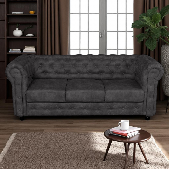 Canapea CHESTERFIELD fixa, 3 locuri, cu arcuri, 205x90x80 cm - ExpoMob [4]