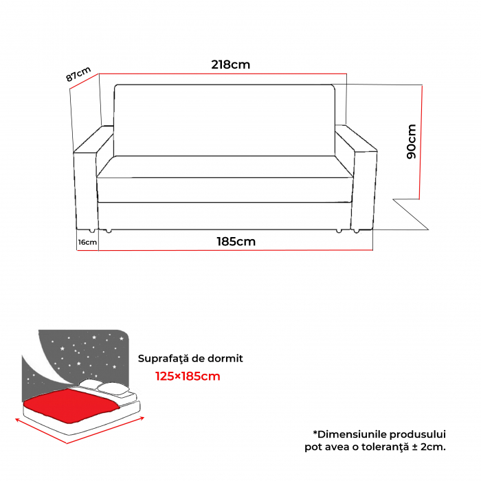 Canapea CORINNE extensibila, 3 locuri, cu lada depozitare, 218x87x90 cm - ExpoMob [6]