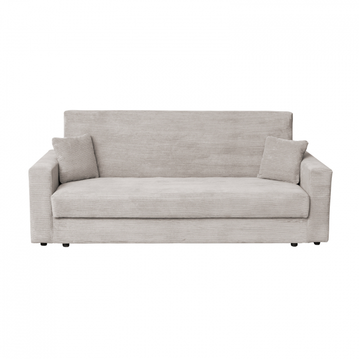 Canapea CORINNE LUX extensibila, 3 locuri, cu lada depozitare, bej inchis, 220x90x96 cm