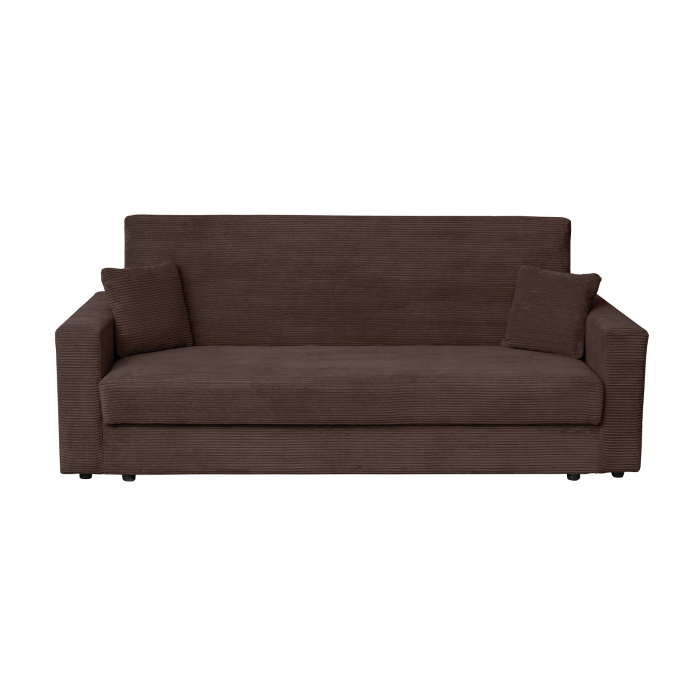 Canapea CORINNE LUX extensibila, 3 locuri, cu lada depozitare, maro inchis, 220x90x96 cm