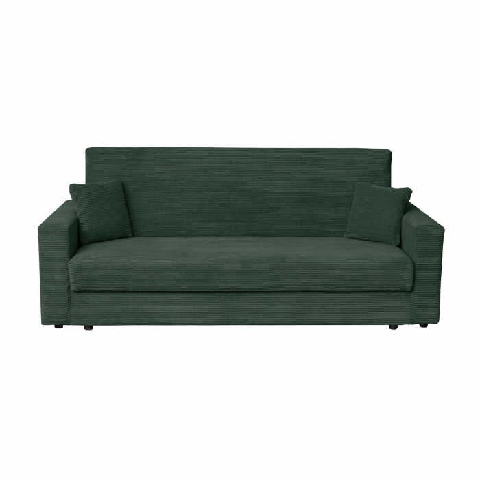 Canapea CORINNE LUX extensibila, 3 locuri, cu lada depozitare, verde smarald, 220x90x96 cm