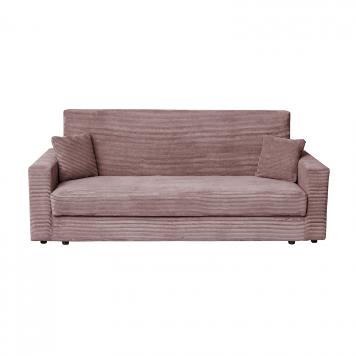 Canapea CORINNE LUX extensibila, 3 locuri, cu lada depozitare, roz pudra, 220x90x96 cm