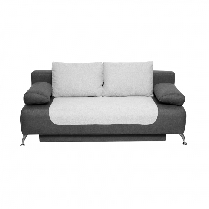 Canapea DARIA extensibila, 3 locuri, cu arcuri si lada depozitare, gri inchis + gri deschis, 195x98x74 cm