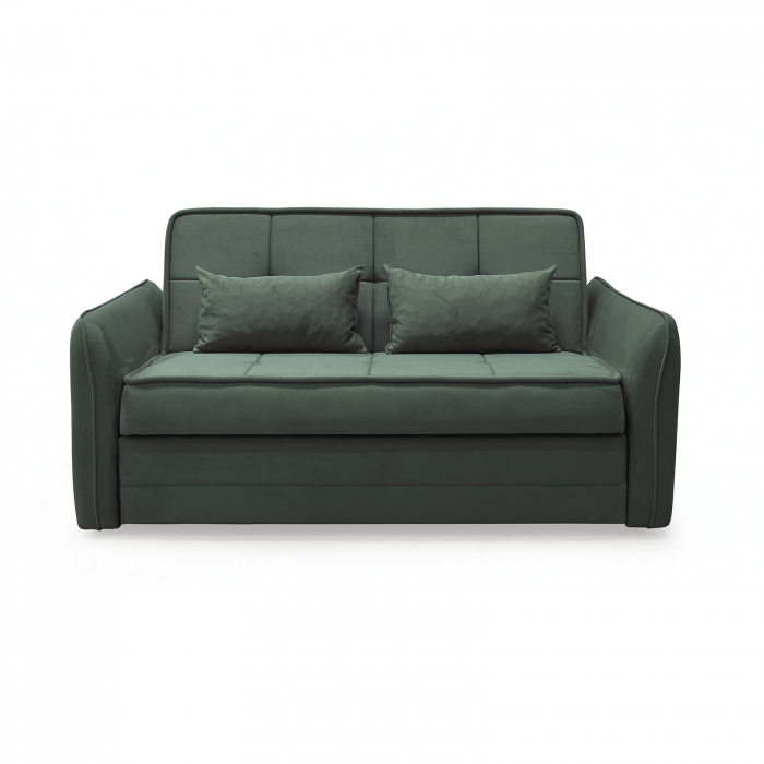 Canapea extensibila DREW, 3 locuri, cu arcuri si lada pentru depozitare, verde, 175x110x88 cm