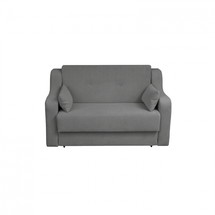 Canapea GINA II extensibila, 2 locuri, cu arcuri si lada depozitare, gri inchis, 155x100x95 cm