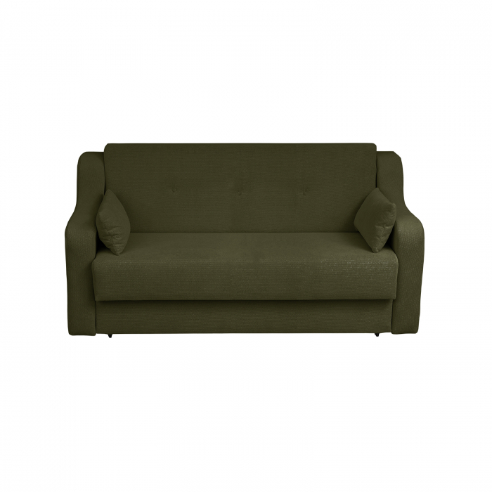 Canapea GINA XL II extensibila, 3 locuri, cu arcuri si lada depozitare, verde inchis, 190x100x95 cm