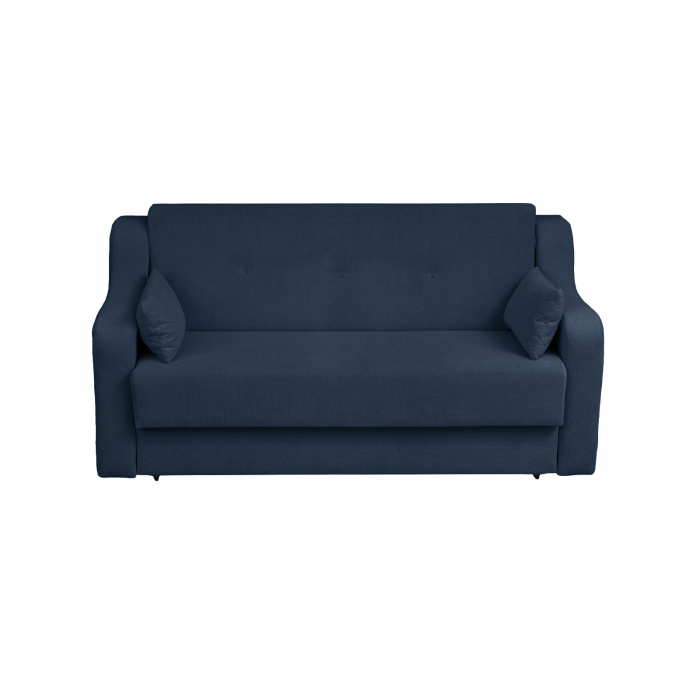 Canapea GINA XL II extensibila, 3 locuri, cu arcuri si lada depozitare, albastru inchis, 190x100x95 cm