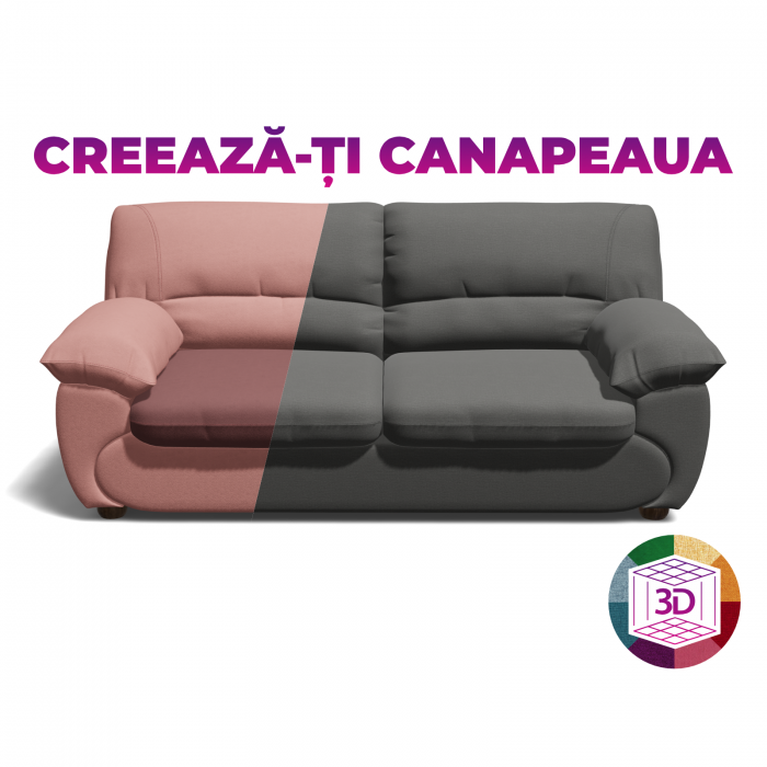 Canapea LUXOR 3L extensibila, 3 locuri, 215x95x95cm, Configurator 3D