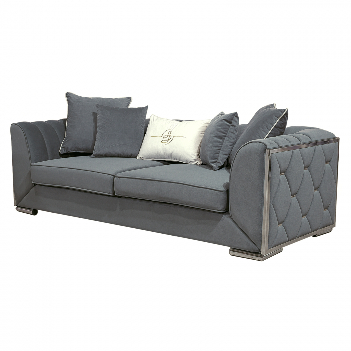Canapea MAJESTY fixa, 3 locuri, cu arcuri, gri, 232x90x76 cm - ExpoMob [2]