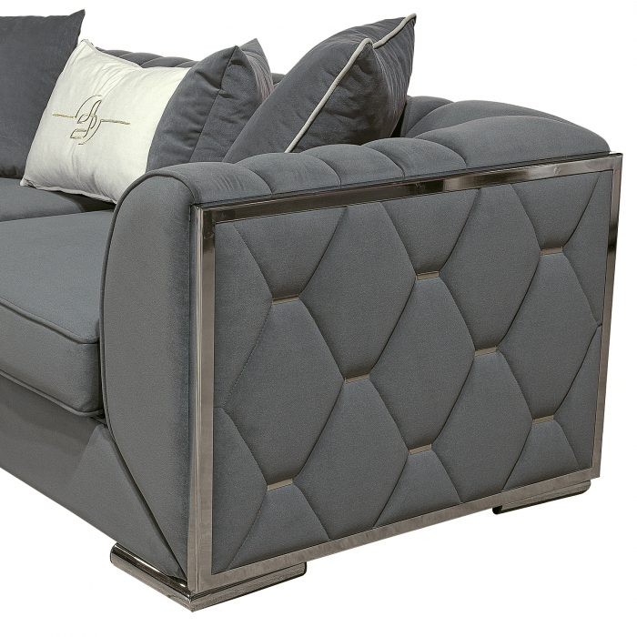 Canapea MAJESTY fixa, 3 locuri, cu arcuri, gri, 232x90x76 cm - ExpoMob [3]