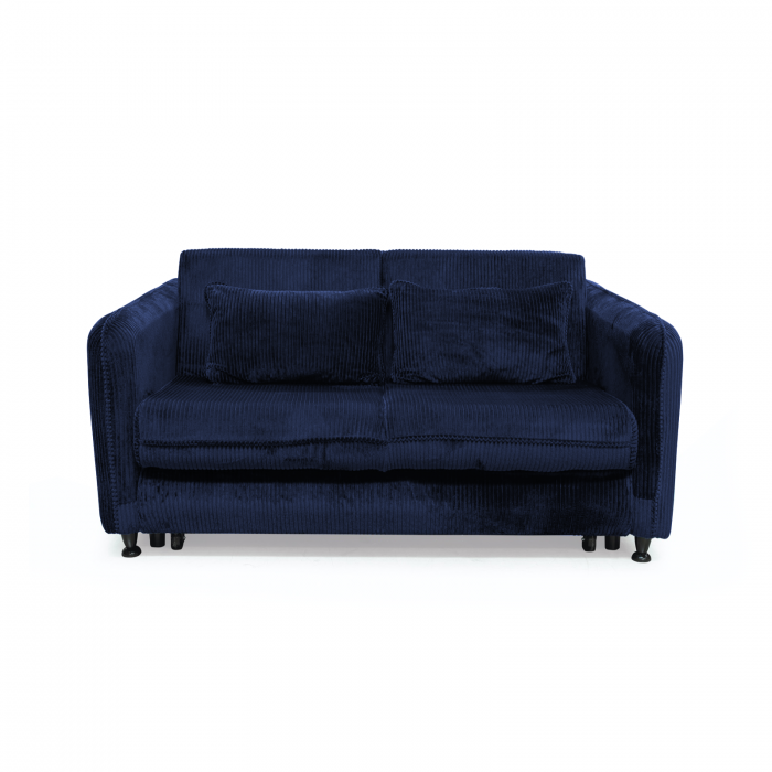 Canapea RAVIT extensibila, 3 locuri, cu arcuri si lada depozitare, albastru, 173x122x88 cm