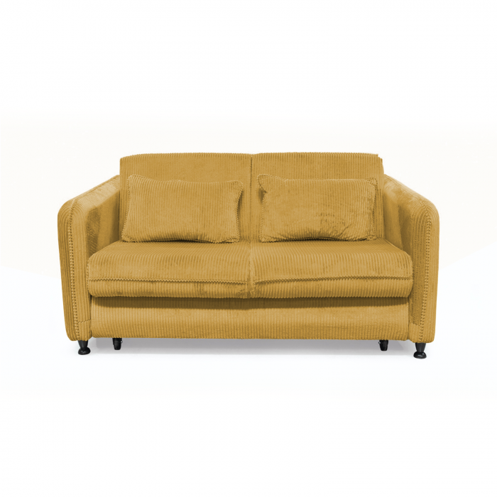 Canapea RAVIT extensibila, 3 locuri, cu arcuri si lada depozitare, galben, 173x122x88 cm