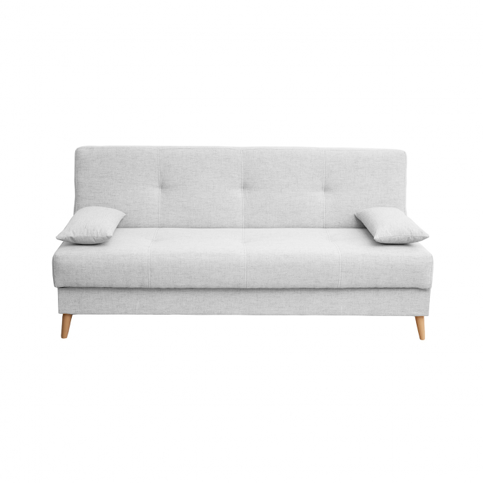 Canapea ROMA extensibila, 3 locuri, cu arcuri si lada depozitare, gri deschis, 190x87x92 cm
