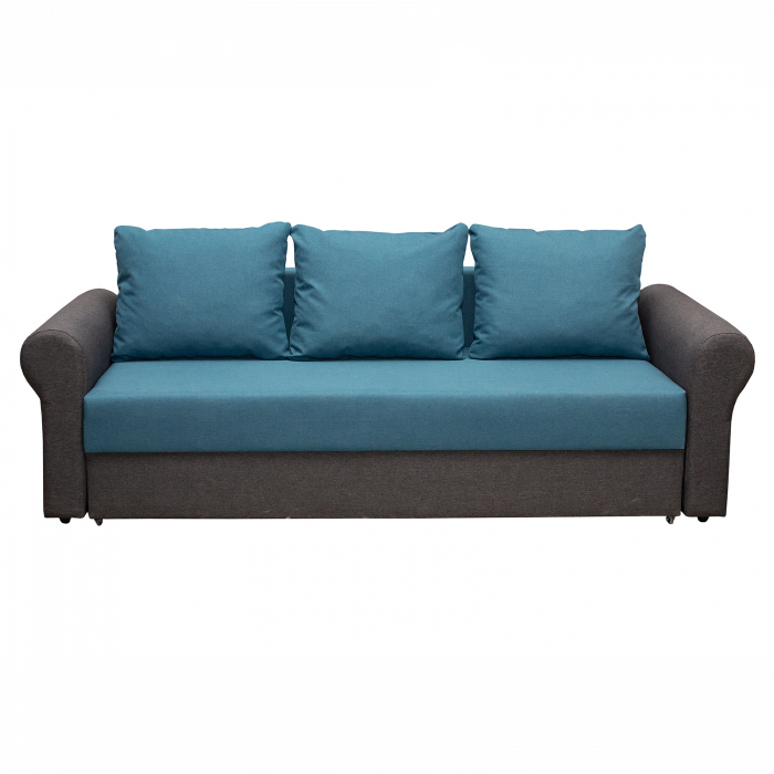 Canapea SARA extensibila, 3 locuri, cu lada depozitare, gri + albastru, 235x90x75 cm